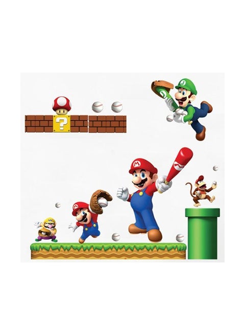 Super Mario Cartoon Wall Sticker Multicolour 70x50cm