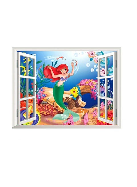 3D Fake Waterproof Removable Mermaid Window Wall Sticker Multicolour 60x45cm