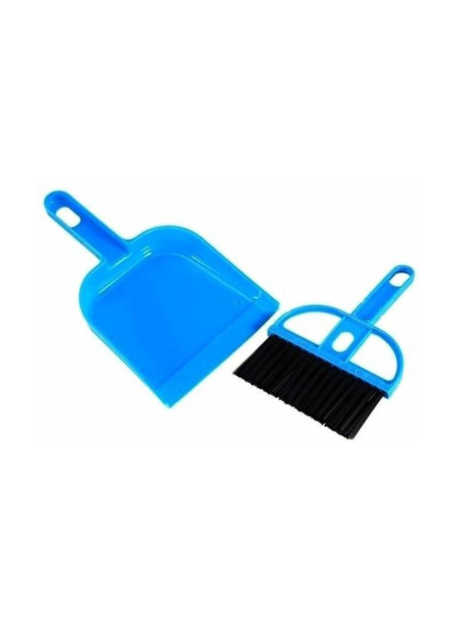 2-Piece Cleaning Dustpan And Brush Set Blue/Black 14.2cm 