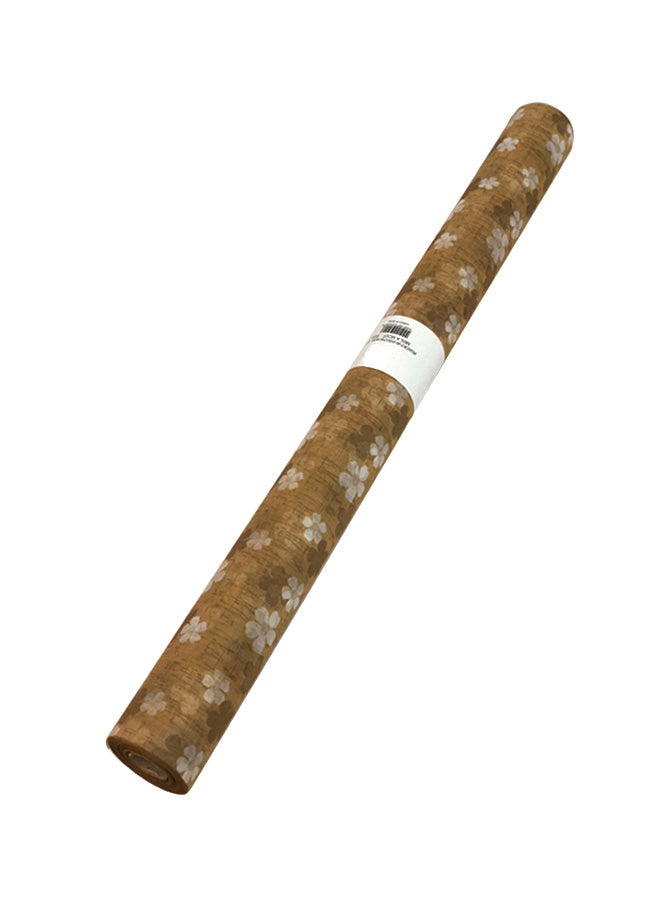 Flower Design Gift Wrap Paper Brown/White