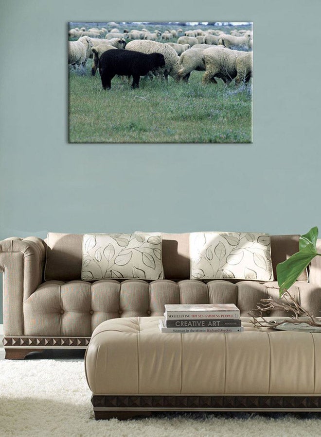 Sheeps Canvas Painting Multicolour 30x45cm
