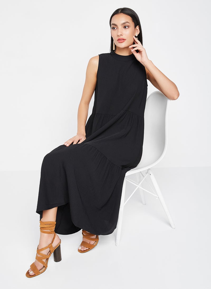 trendyol - Tiered Sleevless Dress Black - Image 1