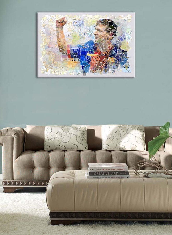 Bonamaison - Lionel Andrés Messi Abstract Canvas Paintng Multicolour 30x45cm - Image 1