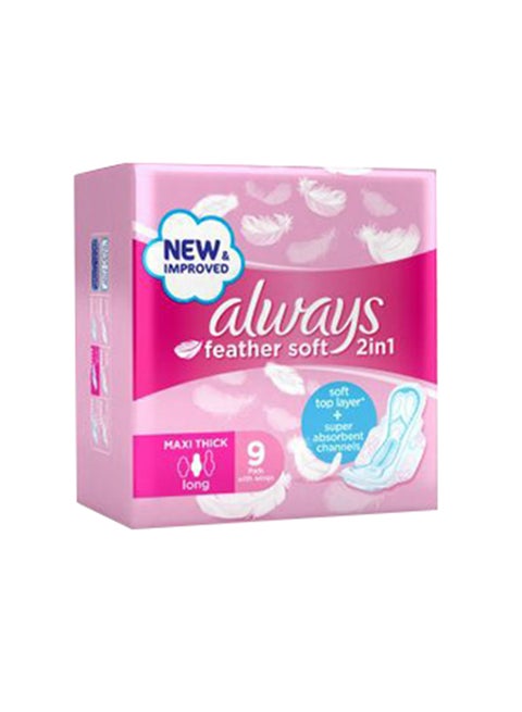 9-Piece 2-In-1 Maxi Thick Feather Soft Sanitary Pads Set White Maxi