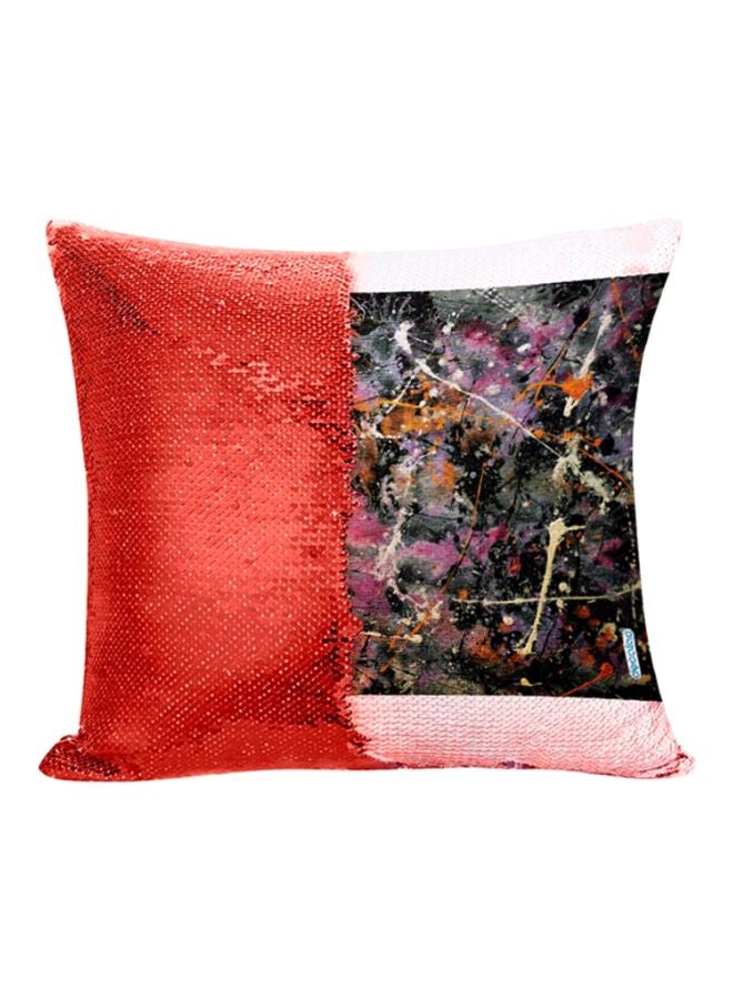 وسادة مزينة بترتر مطبوع بشكل عكسي وتصميم فن تجريدي متعدد الألوان 45x45سم
