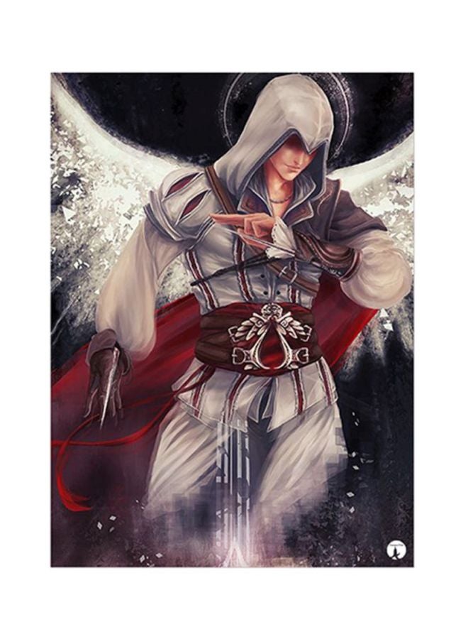 ملصق معدني بطبعة من لعبة الفيديو Assassin's Creed متعدد الألوان 15x20سم