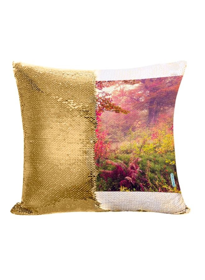 Decalac Forest And Roses Design Flip Sequin Decorative Pillow Multicolour 45x45cm - Image 1