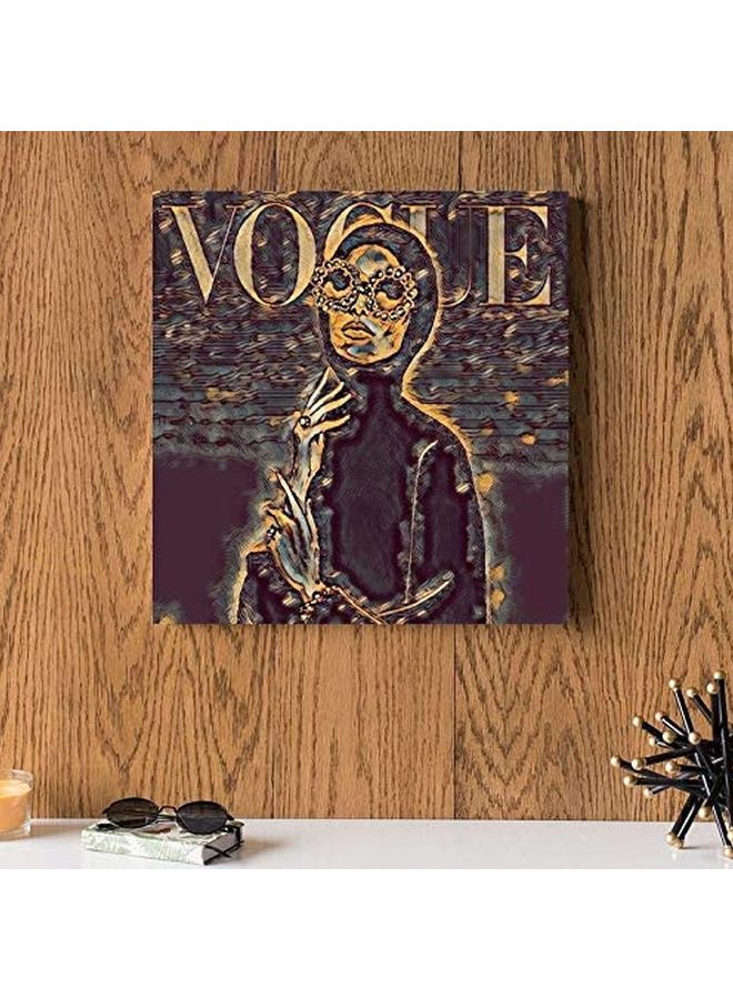 Atiq Vogue Fashion And Lifestyle MDF Wall Art Painting Black/Grey/Gold 30x0.5x30cm - Image 2