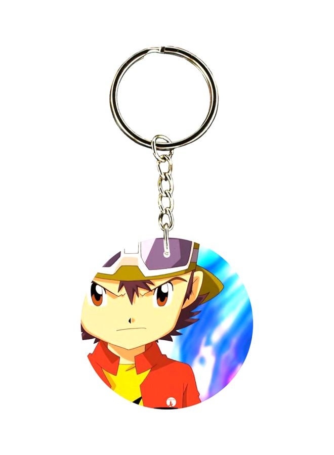سلسلة مفاتيح مزينة بطبعة سلسلة الرسوم المتحركة "Digimon" على الجانبين