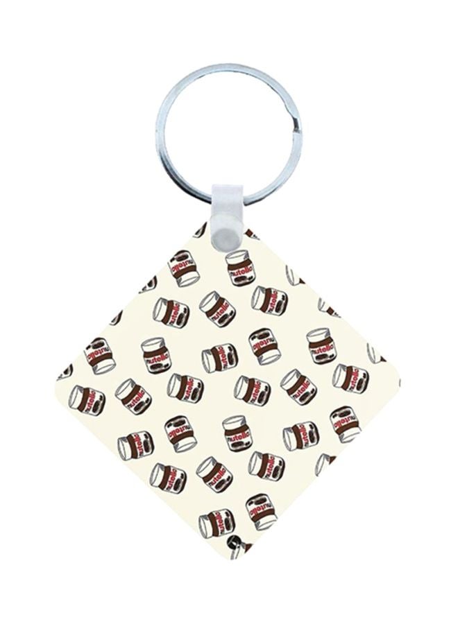 سلسلة مفاتيح من الخشب بطبعة نوتيلا