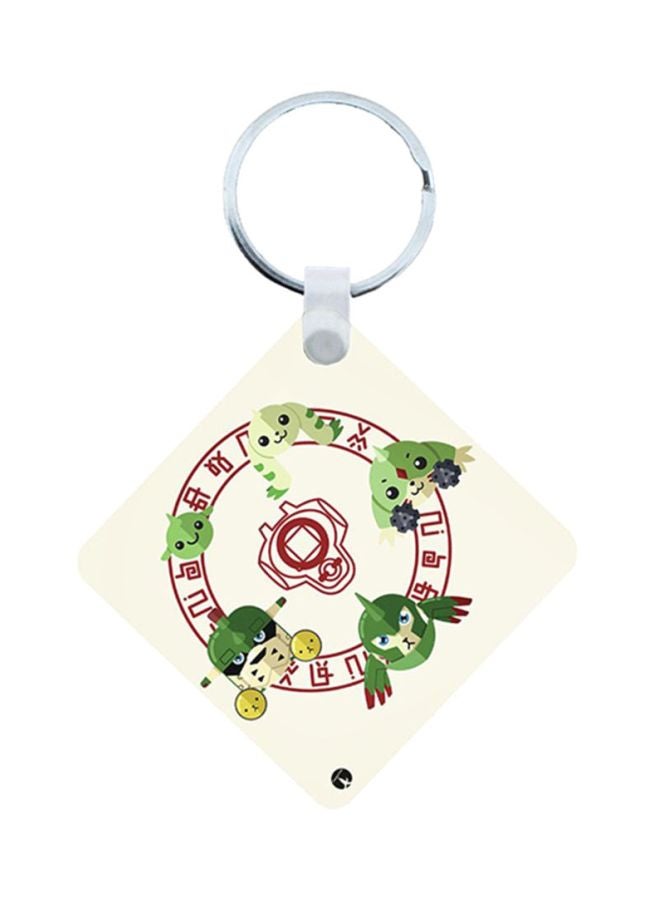 بي بي سلسلة مفاتيح من الخشب بطبعة من مسلسل الرسوم المتحركة "Digimon"