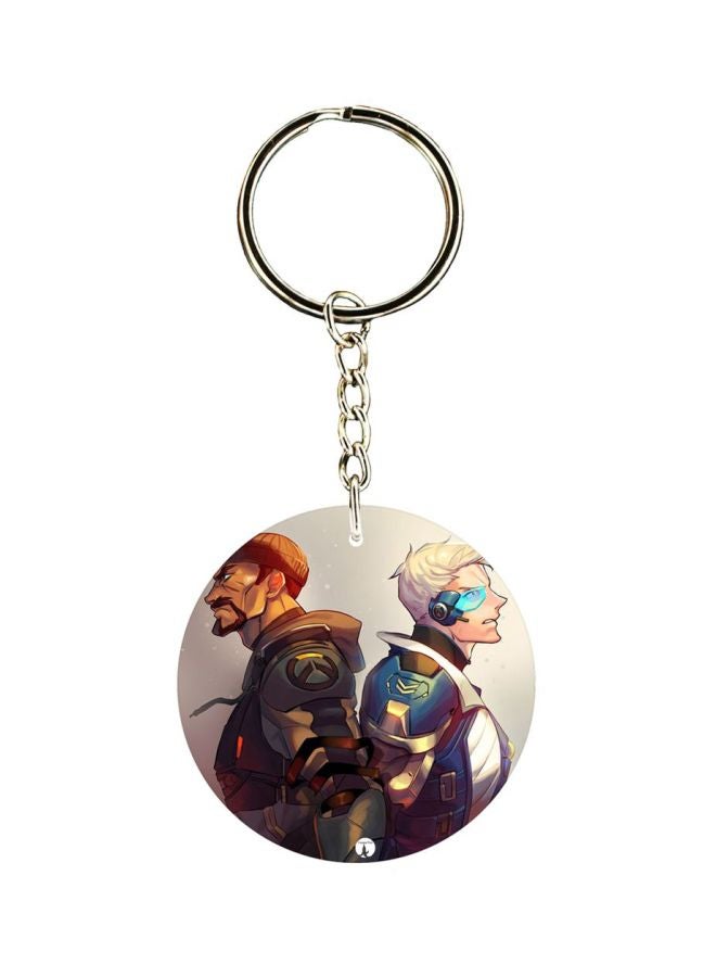 بي بي سلسلة مفاتيح مطبوعة على الوجهين برسمة للعبة الفيديو Overwatch