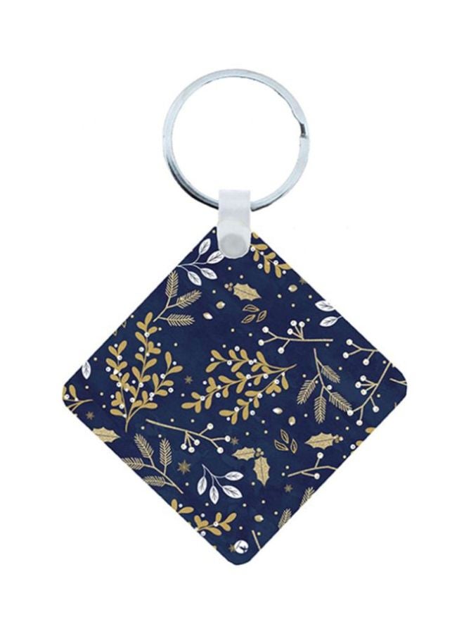BP Flowers Printed Wooden Keychain 