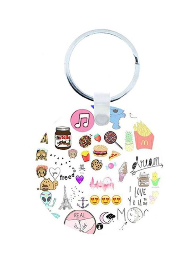 بي بي سلسلة مفاتيح من الخشب بطبعة رسومات عشوائية متنوعة