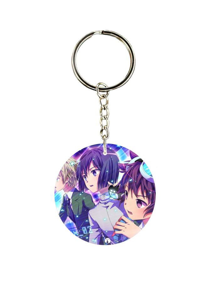 بي بي سلسلة مفاتيح مزينة بطبعة سلسلة الرسوم المتحركة "Digimon" على الجانبين