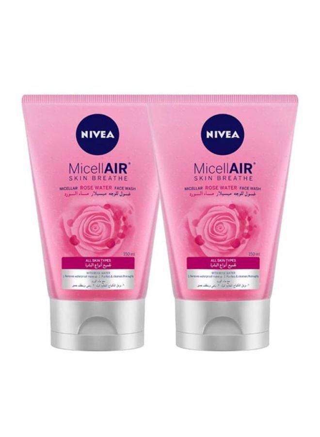 Nivea Pack Of 2 Micellair Skin Breathe Rose Water Face Wash 150ml - Image 1