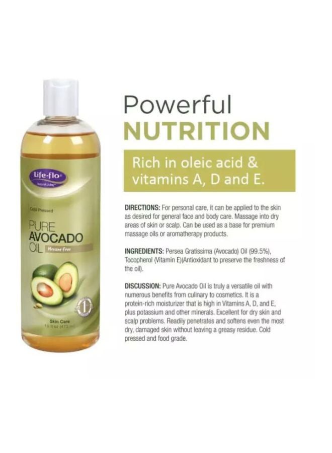 Life-flo Natural Living Cold Pressed Pure Avocado Oil 473ml  - Image 4