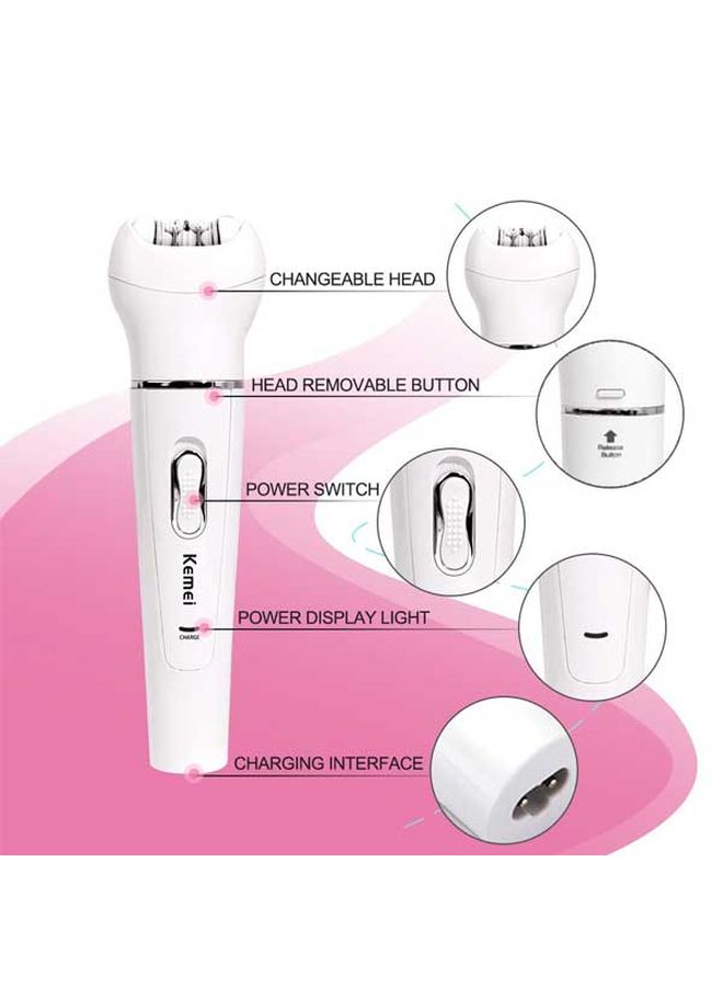 Kemei Electric Epilator And Heads Kit White/Silver - Image 5