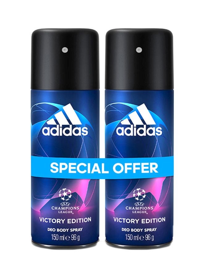 Adidas Pack Of 2 Victory Edition Deo Body Spray Blue/Black/Pink 2x150ml - Image 1