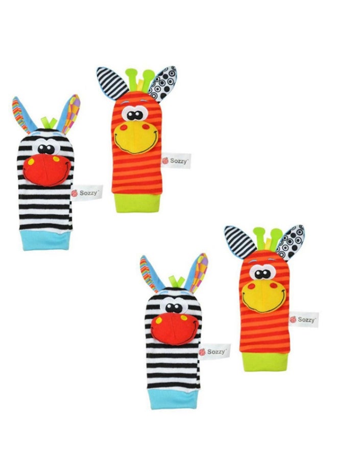 كول بيبي طقم للأطفال بتصميم جوارب للقدم وخشخيشات للمعصم مكون من 4 قطع - Image 1