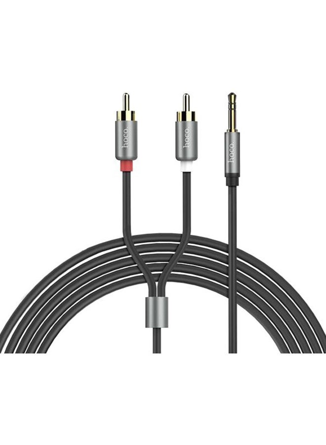 Hoco AUX 3.5 To RCA Stereo Connectors Audio Cable Black/Grey  - Image 2