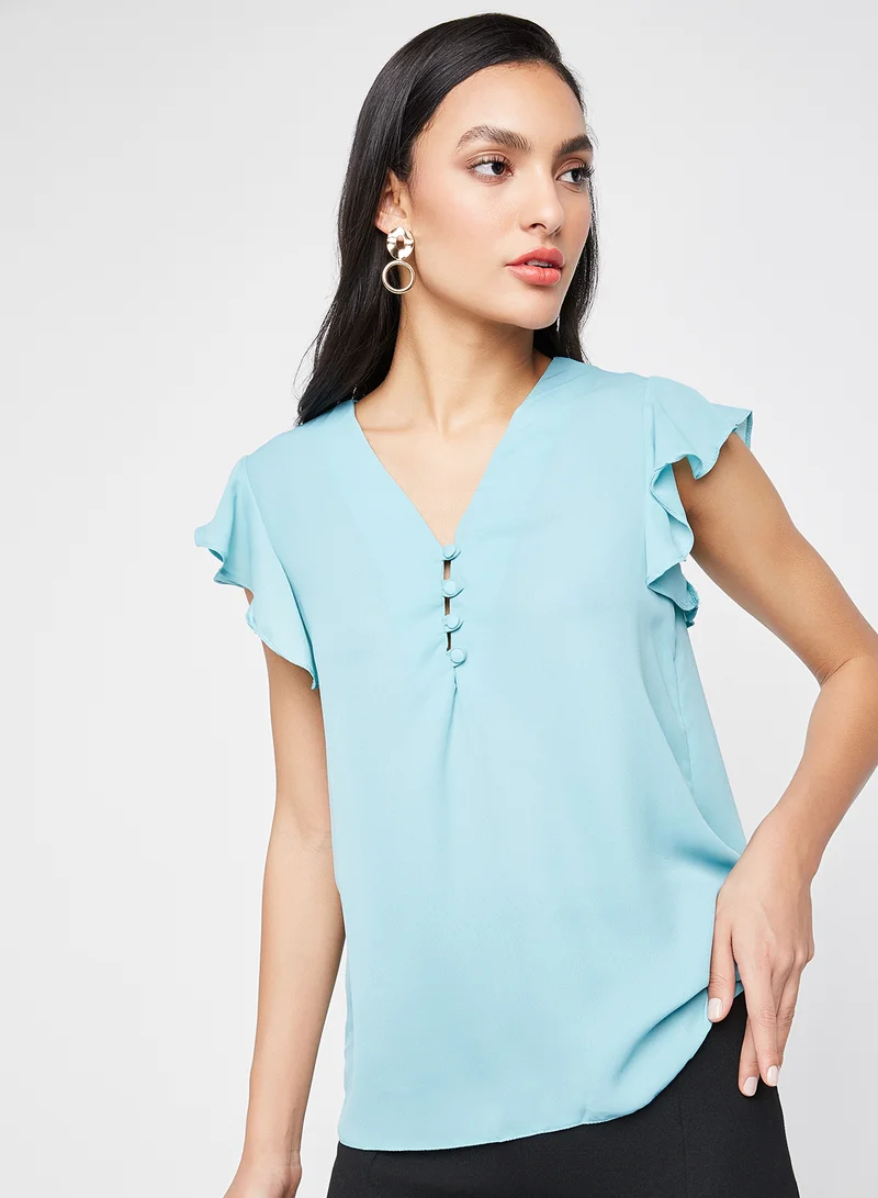 trendyol Ruffle Sleeve Top Mint