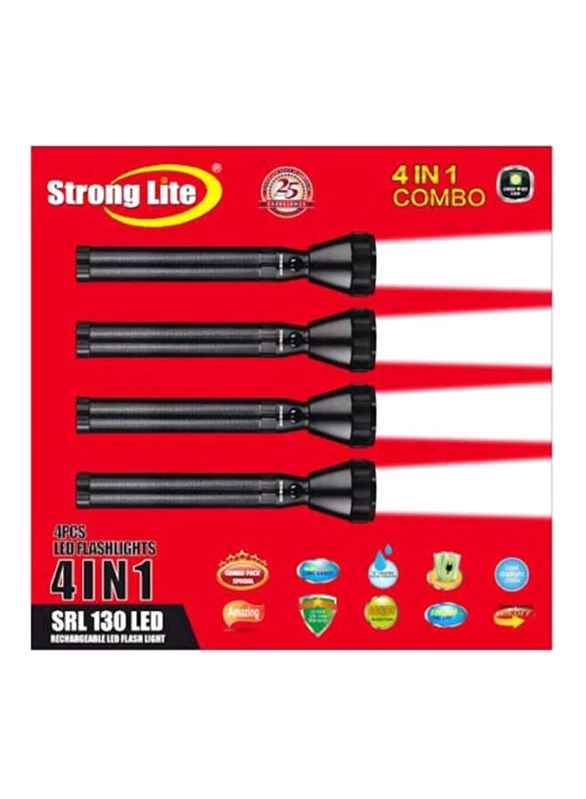 سترونج لايت - طقم كشافات LED قابلة للشحن مكون من 4 قطع أسود 4x230مم - Image 1