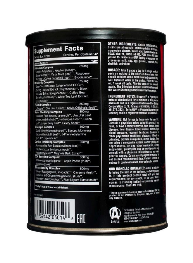 UNIVERSAL NUTRITION Animal Cuts, Ripped Peeled, 42 Packs  - Image 4