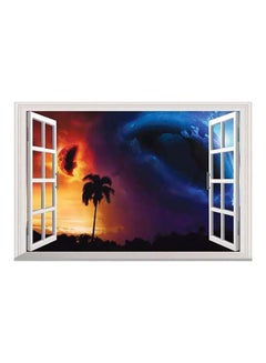 oem 3D Window Beach Sea Wall Sticker Orange/Blue/White 70x50cm  - Image 1