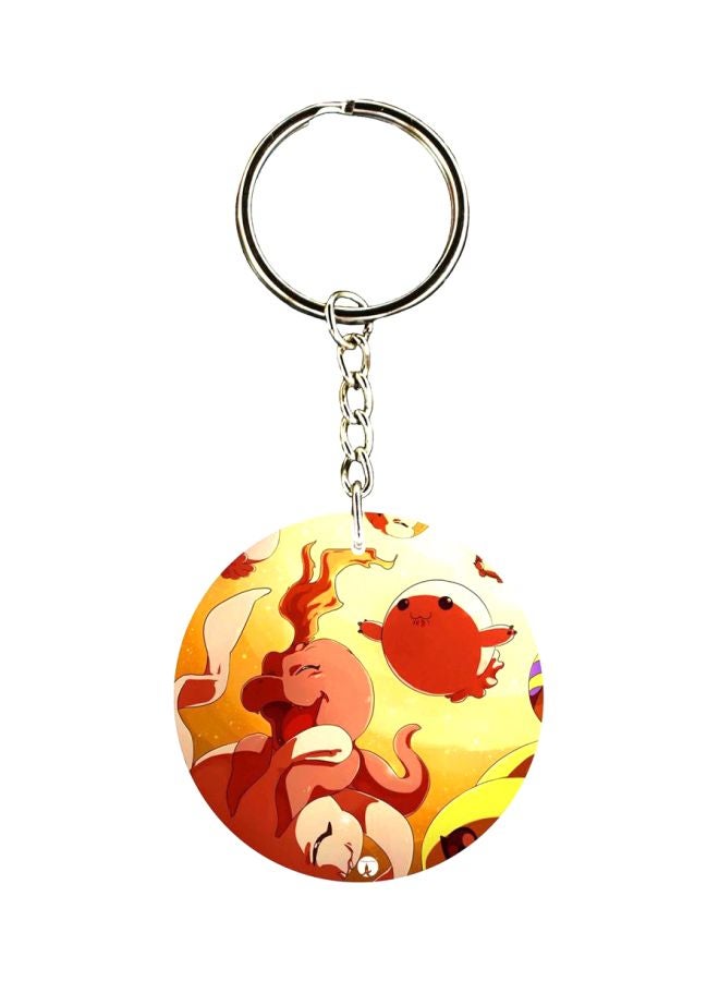 بي بي سلسلة مفاتيح من البلاستيك بطبعة على الجانبين من مسلسل الرسوم المتحركة "Digimon"