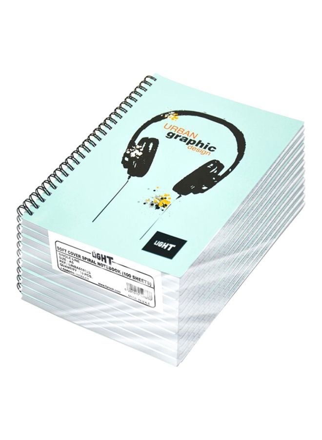 إف اي أس  طقم دفاتر ملاحظات بسلك وغلاف ناعم وخفيف مكون من 10 قطع، لون أخضر فاتح اخضر فاتح - Image 1