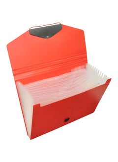 FIS 13 Pockets Expanding Files With Tie Red/Clear 