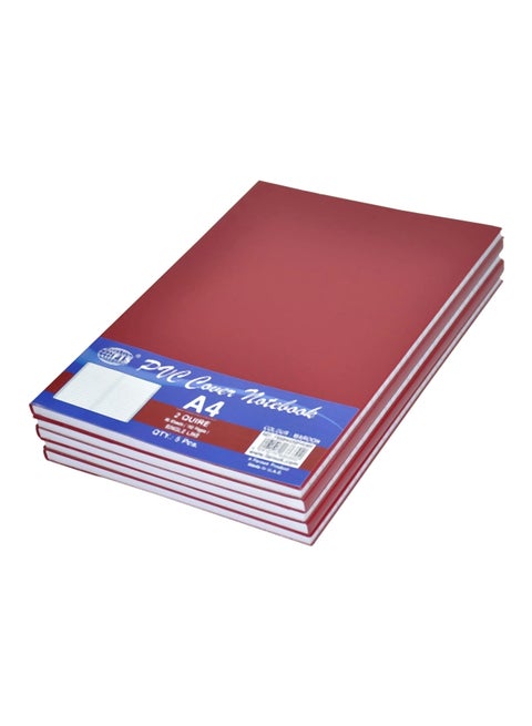 5-Piece 2 Quire A4 Notebook Set Maroon
