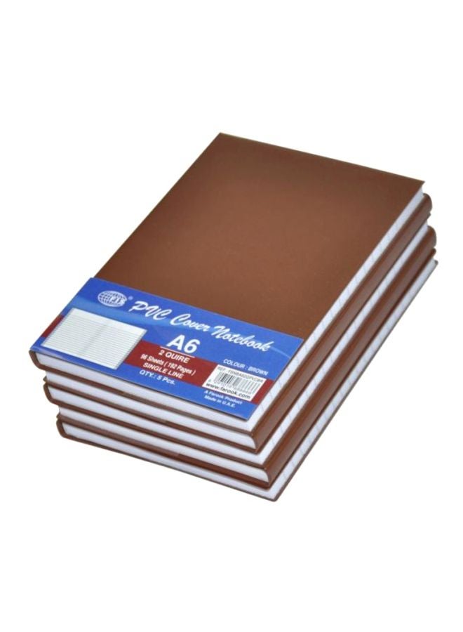 FIS 5-Piece 2 Quire A6 Notebook Set Brown - Image 1