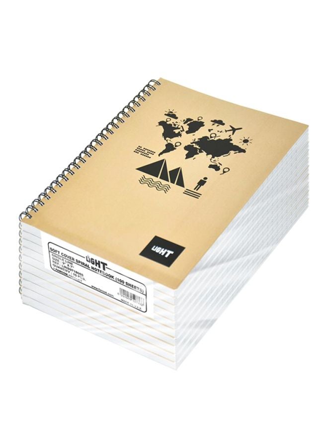 إف اي أس  طقم دفاتر ملاحظات بسلك وغلاف خفيف مكون من 10 قطع بيج / أسود - Image 1