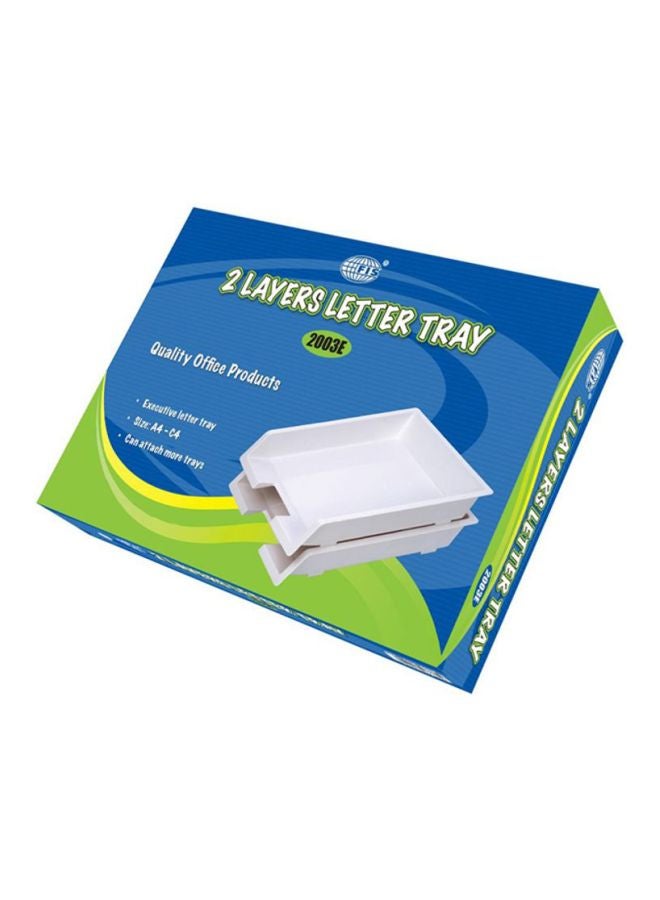 FIS 2-Piece Plastic Letter Tray Set White - Image 2