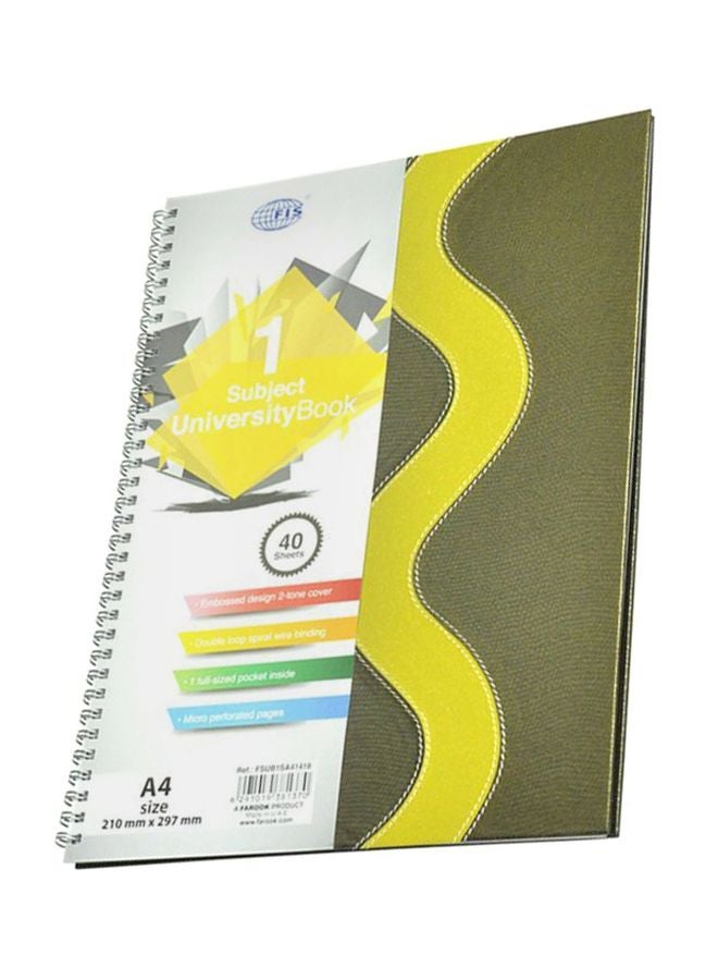 إف اي أس  دفتر ملاحظات بسلك وغلاف صلب مقاس A4 يحتوي على 40 صفحة أخضر/أصفر - Image 1