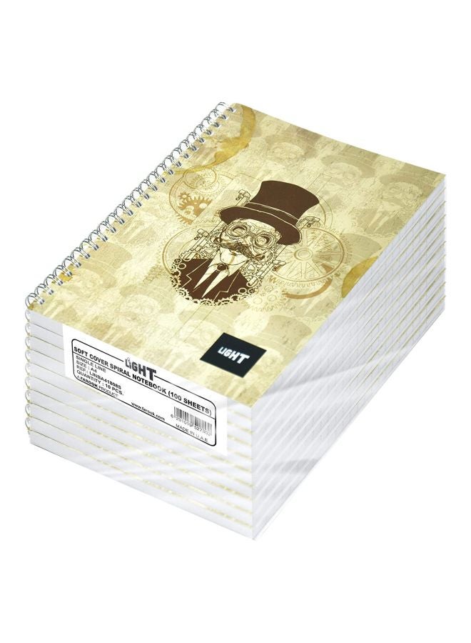 FIS 10-Piece A4 Spiral Soft Cover Notebook Set, 100 Pages Multicolour - Image 1