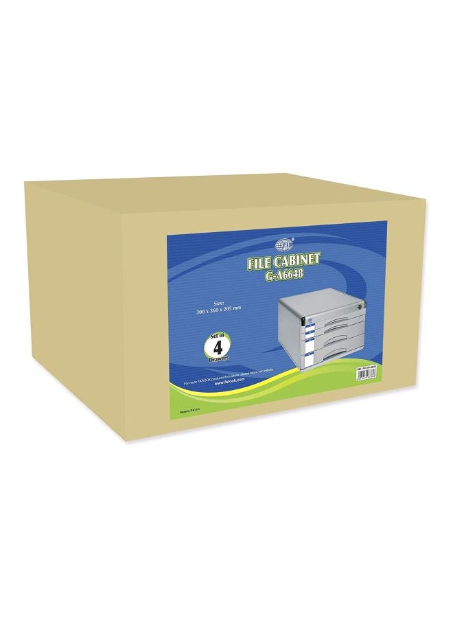 FIS 4-Drawer File Cabinet With Key Grey - Image 3