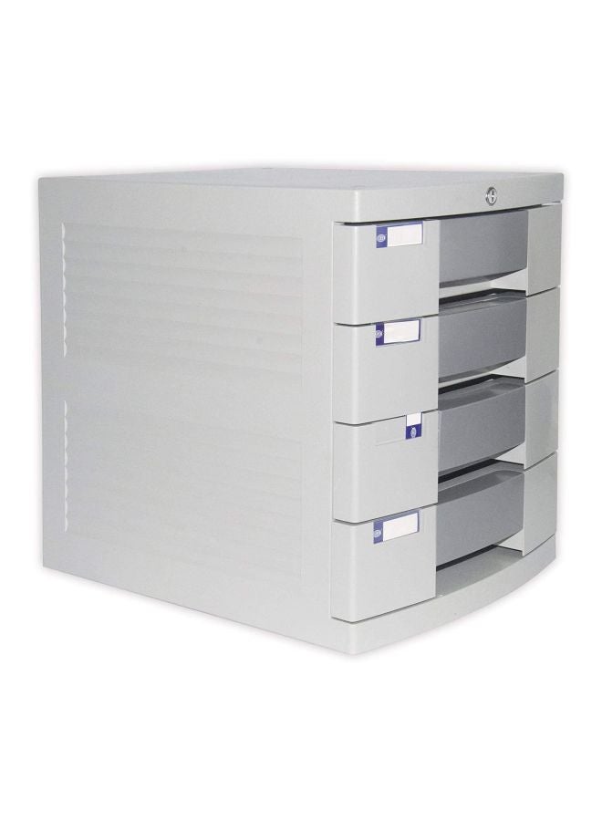 4-Drawer File Cabinet With Key Grey