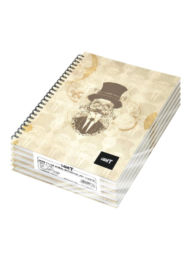 FIS 5-Piece Light Spiral Hard Cover Notebook Set Beige/Grey/White - Image 1