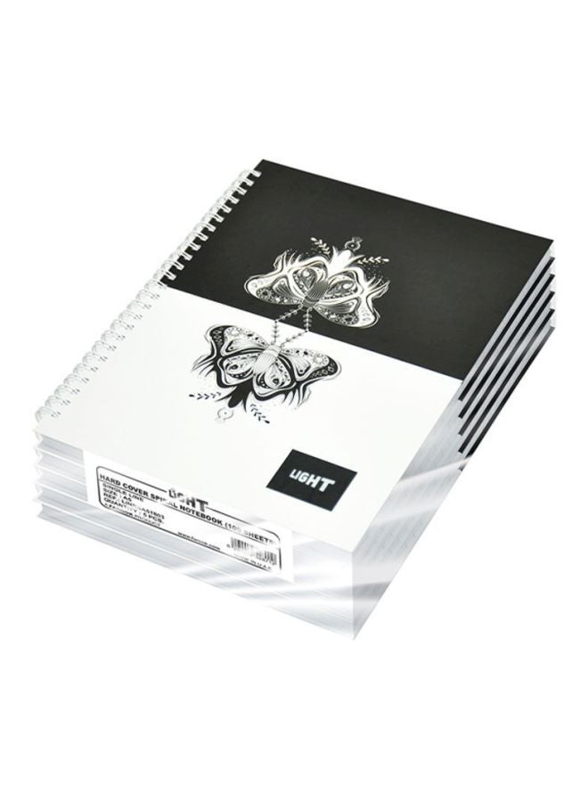 إف اي أس  طقم دفتر ملاحظات لايت بسلك قياس A5 مع غطاء صلب من 5 قطع أبيض/ أسود - Image 1