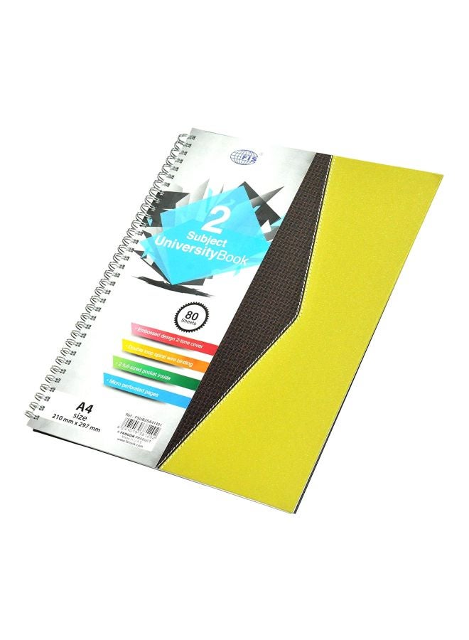 إف اي أس  دفتر ملاحظات بسلك وغلاف صلب مناسب لمادتين بني/ أصفر/ أبيض - Image 1