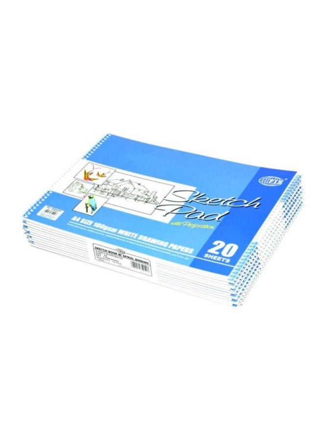 إف اي أس  مجموعة دفاتر رسم بسلك حلزوني مقاس A4، من 12 قطعة أزرق/ أبيض - Image 1