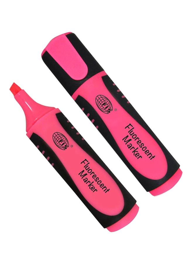 FIS 10-Piece Fluorescent Markers Pink/Black - Image 1