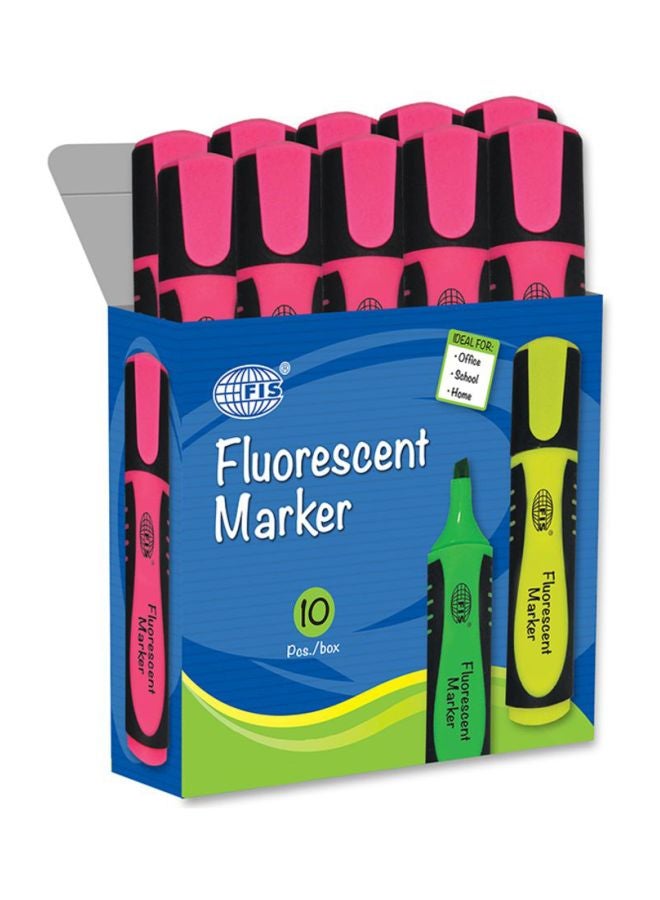 FIS 10-Piece Fluorescent Markers Pink/Black - Image 2