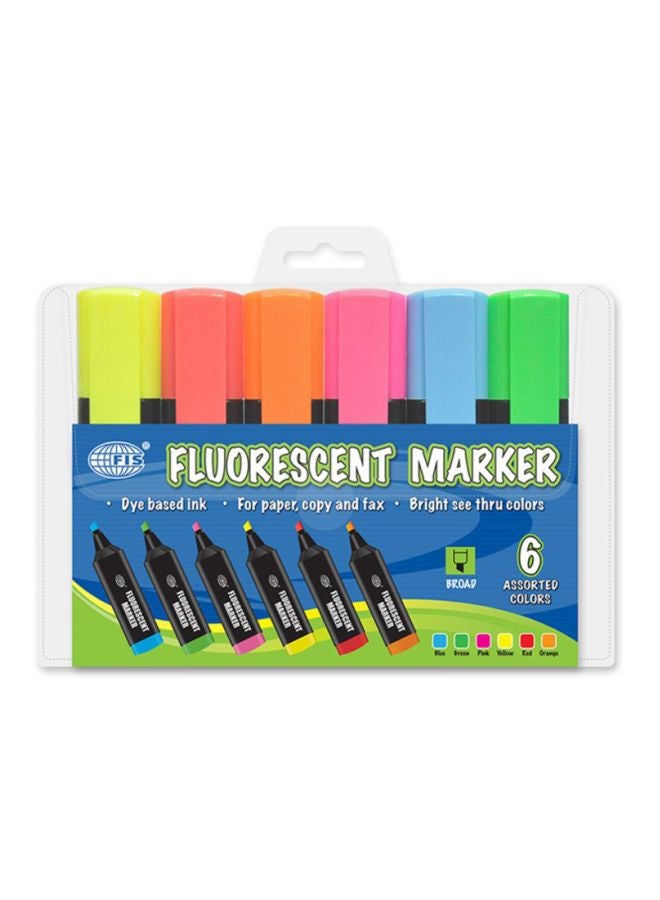 إف اي أس  طقم أقلام ماركر فلوريسنت من 6 قطع أحمر/ أصفر/أخضر - Image 2