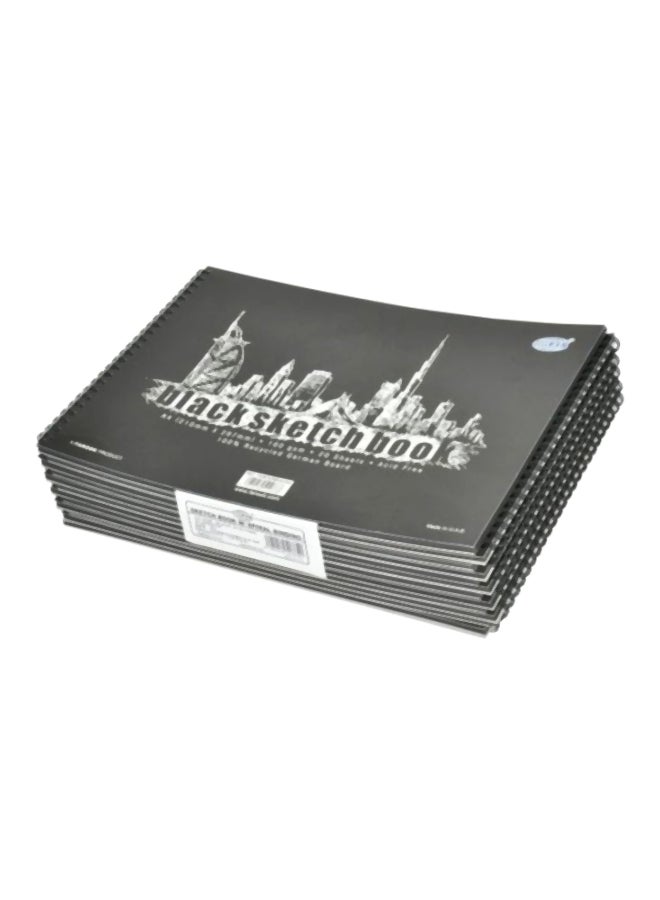 إف اي أس  طقم دفاتر رسم بلفافة حلزونية مكون من 12 قطعة أسود