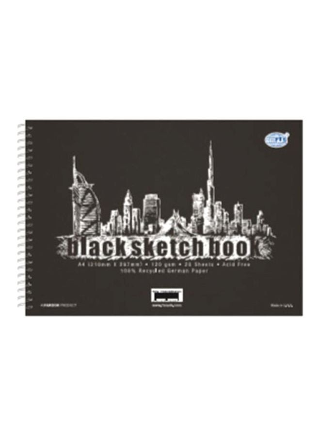 إف اي أس  طقم دفاتر رسم مقاس A4 بسلك لولبي مكوّن من 12 قطعة أسود - Image 2