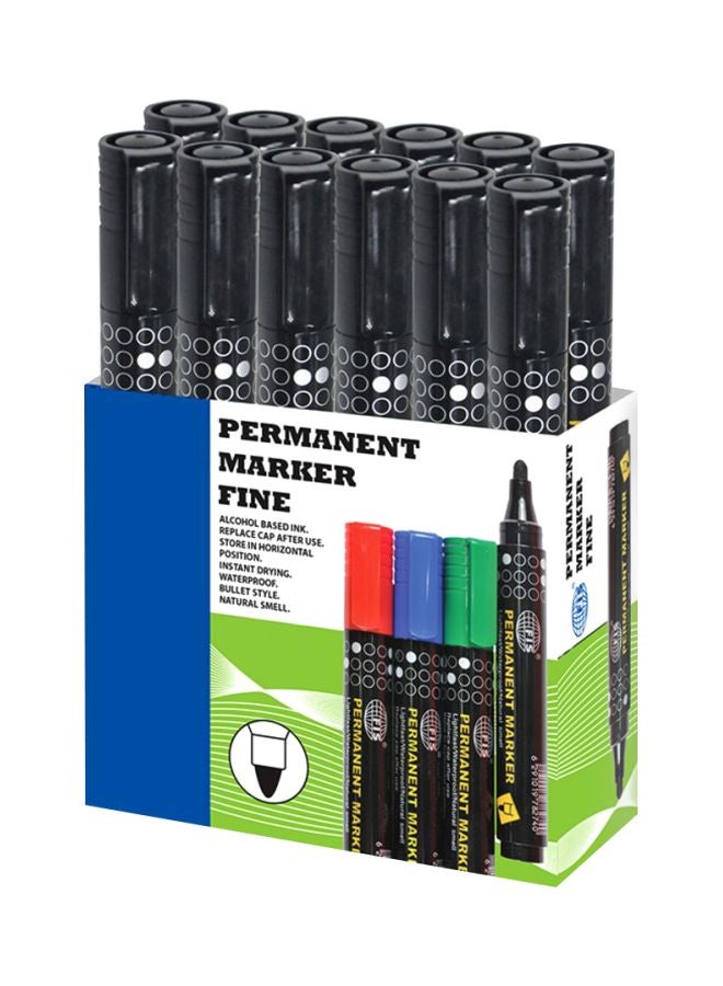 إف اي أس  طقم أقلام تحديد دائمة مكون من 12 قطعة أسود - Image 3